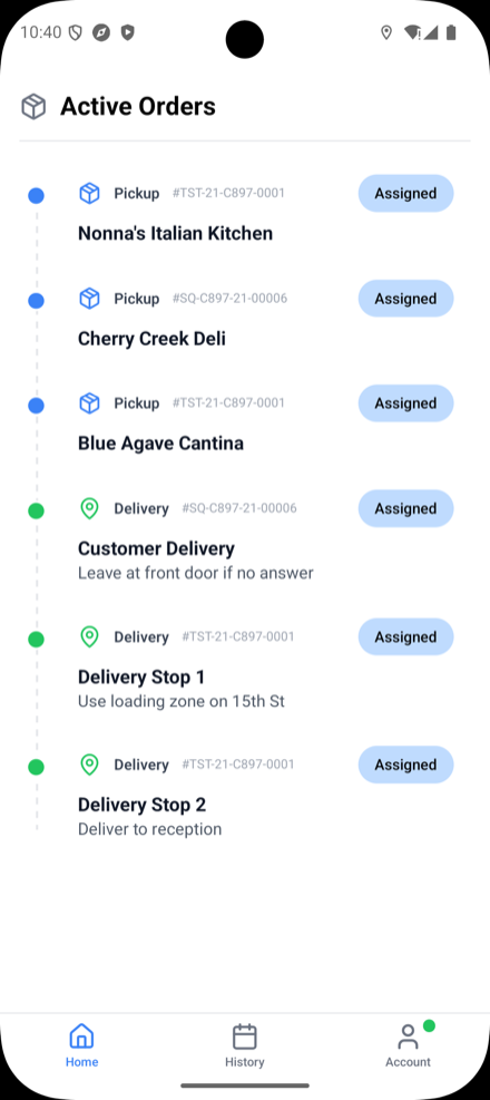 Driver app screenshot